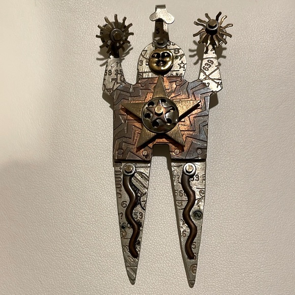 Beth Piver Jewelry - RARE Beth Piver Steampunk Mixed Metal Modernist Pin